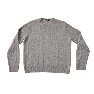 READ J Crew Italian Cashmere Sweater Mens Large Gray Cable Knit Crewneck